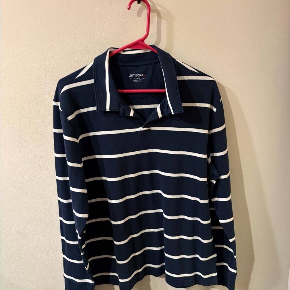 UNTUCKit Navy and White Polo Shirt